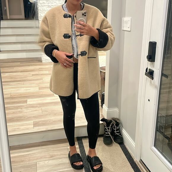 Rebecca Minkoff Shearling Toggle Jacket in Natural Sz L NWT